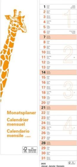 Produktbild Q-Connect Giraffen-Kalender (12 x 55 cm, Kein Einband, Deutsch, Französisch, Italienisch)