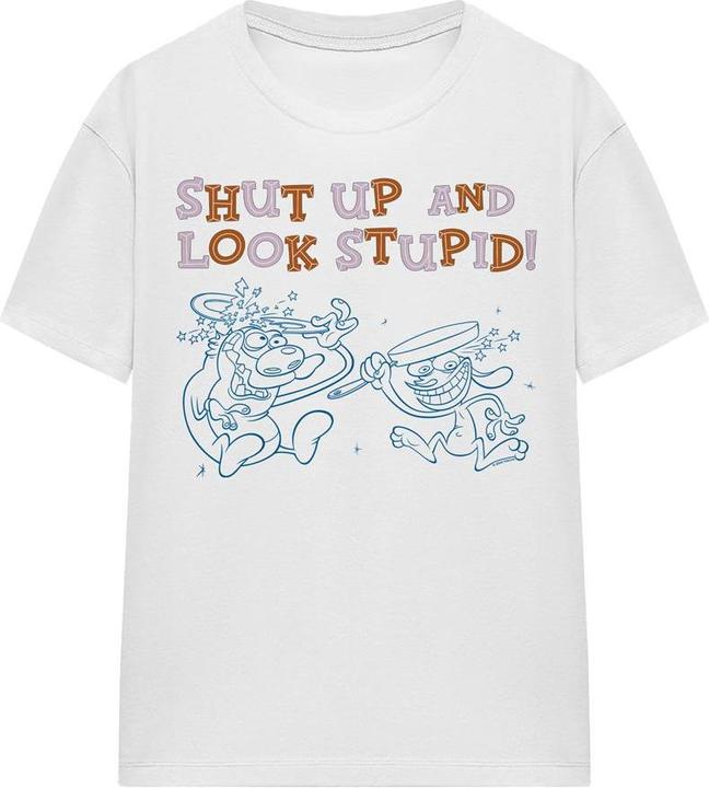 Immagine prodotto Ren & Stimpy Shut Up And Look Stupid! Maglietta Adulto Unisex (S)