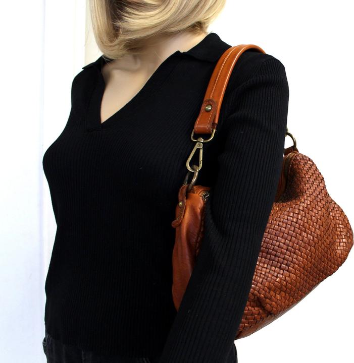 Actual product image Only-Bags.Store Leather bag, soft leather shoulder bag, woven leather handbag