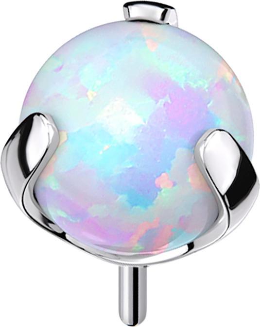 Star Piercing Threadless silber Kugel Opal weiss gefasst (ohne Messing, Titan G23)