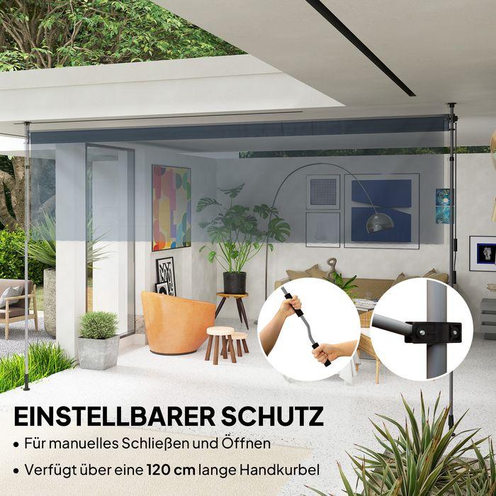 Actual product image Swisshandel24 Klemmmarkise mit Handkurbel höhenverstellbar inkl. Wandhalterung 400 cm, Dunkelgrau (4 m)