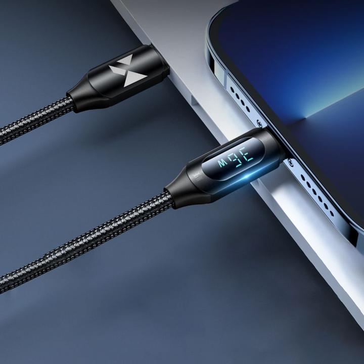 Image du produit Wozinsky Câble USB-C - Lightning WUCLC1 avec écran LED 36W 1m - noir (1 m, USB 2.0)