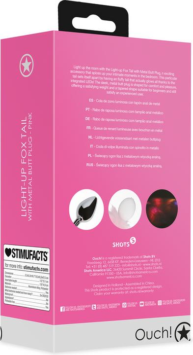 Productafbeelding Ouch! Oplichtende vossenstaart met metalen buttplug