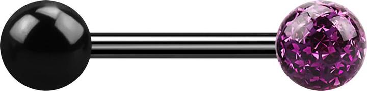 Produktbild Star Piercing Barbell schwarz mit Kugel und Kristallkugel violett Epoxy Schutzschicht (ohne Messing, Titan G23)