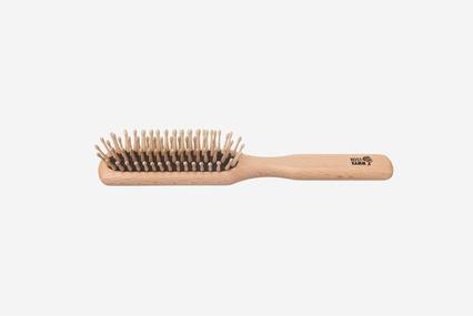 Produktbild Kost Kamm Holzbürste Buche abgerundete Holznoppen, 5-reihig schwarzer Kautschuk 21.5cm