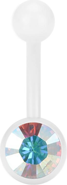Produktbild Star Piercing Banane Pure White mit Swarovski Kristallkugel multicolor (ohne Messing, Chirurgenstahl 316L)