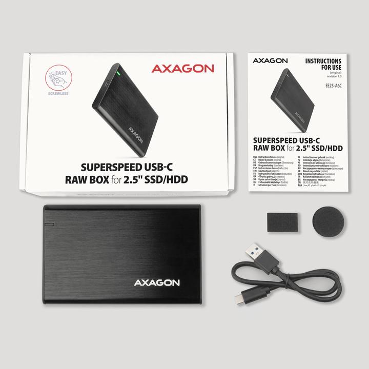 Actual product image Axagon EE25-A6C USB-C 3.2 - SATA 6G 2.5" external hard drive enclosure (2.5")
