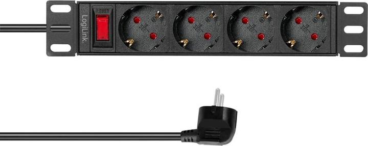 Produktbild LogiLink 10" Steckdosenleiste 4-fach, mit Schalter (4 x, CEE 7/3, 2 m)
