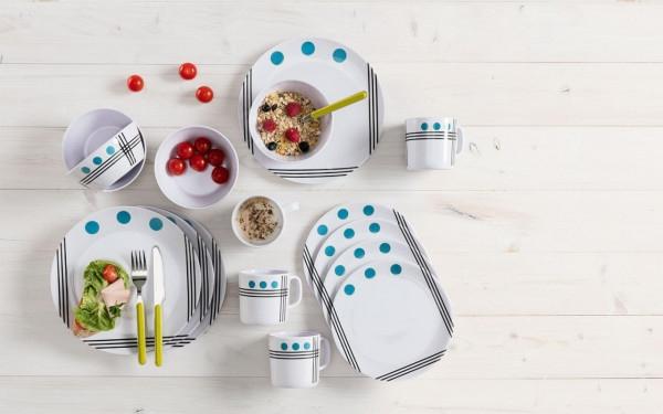 Produktbild Berger Dots Melamin Geschirr-Set 16-tlg. Blau (16 Stück)