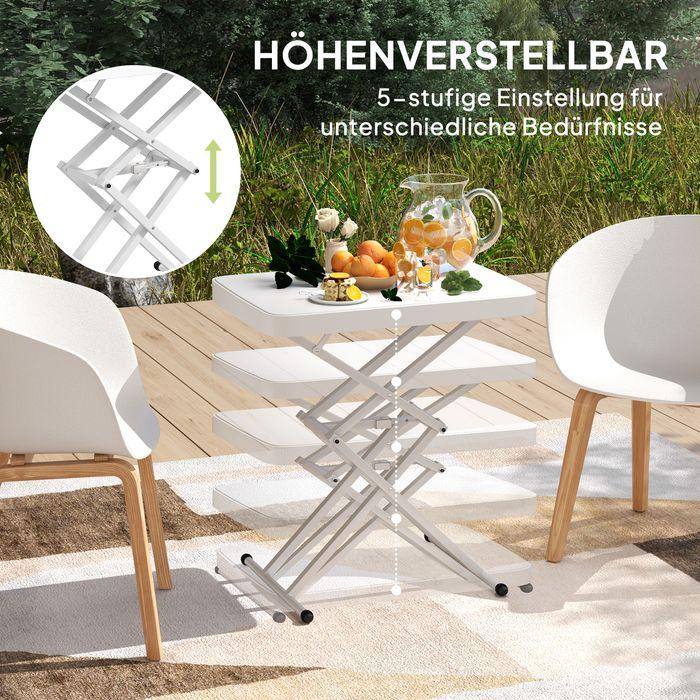 Immagine prodotto Swisshandel24 Beistelltisch Gartentisch höhenverstellbar, Kunststoff, bis 50kg belastbar, 65x45x70H cmWeiss