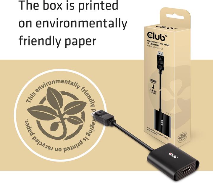 Immagine prodotto Club 3D Adattatore DP 1.4 a HDMI 4K120Hz HDR attivo (HDMI, 6.20 cm)