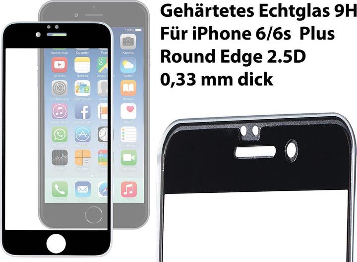 Produktbild Somikon Randloses Display-Schutzglas iPhone 6/6s Plus, 3D-Hartglas 9H (1 Stück, Apple iPhone 6, Apple iPhone 6s Plus)