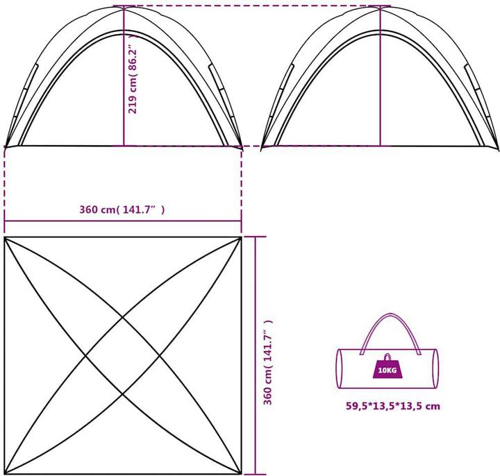 Actual product image VidaXL Party tent 190T Taffeta (360 cm, 360 cm)