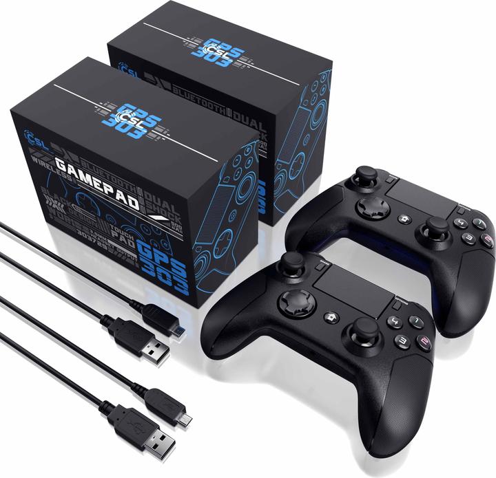 Actual product image CSL 2x PlayStation 4 controller, Bluetooth gamepad for PS4, dual vibration, touchpad, 3.5mm, gyro sensor (PS4, PC)