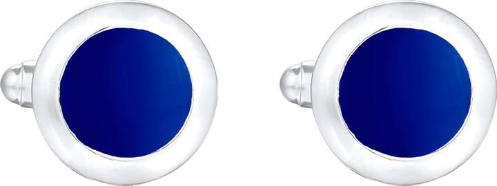 Actual product image Kuzzoi Cufflink Basic Round Classic Geo Enamel Blue 925 Silver (925 sterling silver, Enamel, No gemstone)