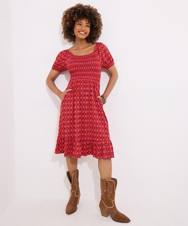 Produktbild Joe Browns Geo Print Shirred Waist Cap Sleeve Jersey Dress (10)
