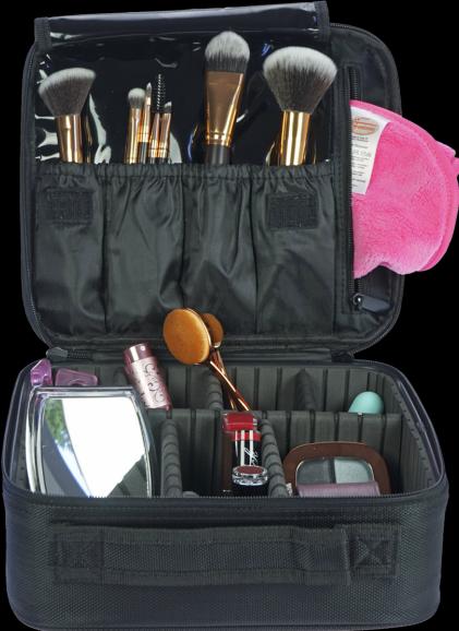 Actual product image Beauty tool case black 22.5 x 25.5 x 9.5 cm, with organiser compartments