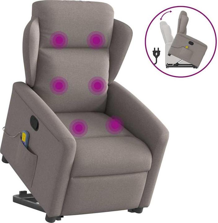 Image du produit VidaXL Fauteuil de massage électrique releveur Taupe Tissu