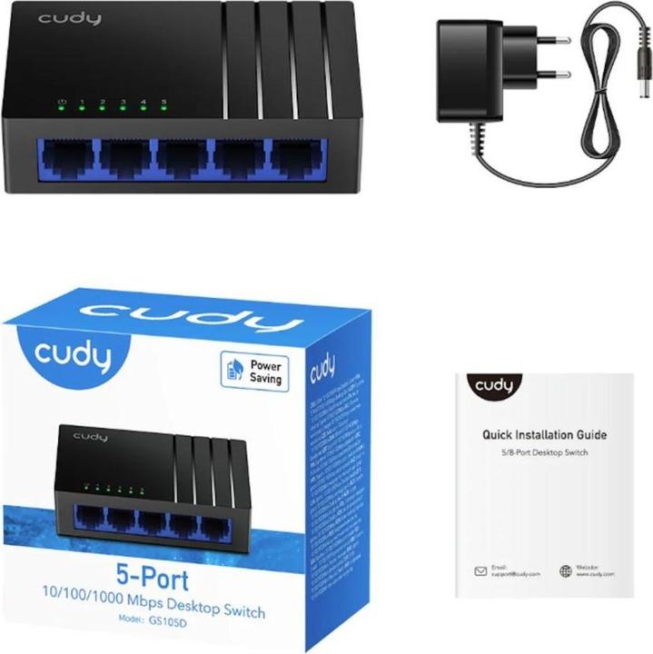 Image du produit Cudy GS105D switch réseau Gigabit Ethernet (10/100/1000) Noir (5 Ports)