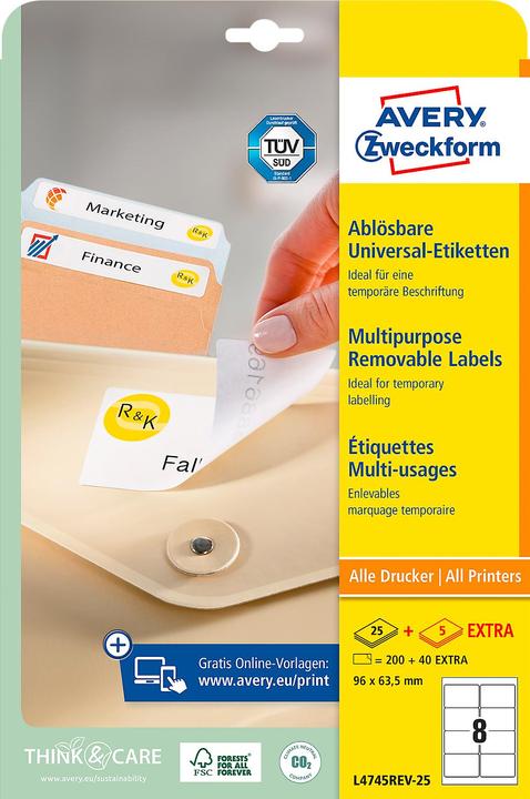 Image du produit Avery Étiquettes universelles, ablösbar