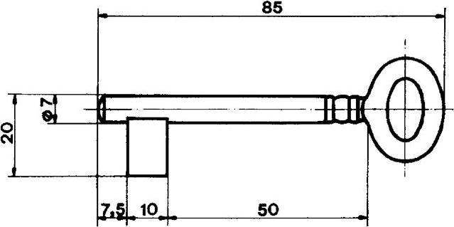 Actual product image SCHÄNIS cipher key S 2305 for cellar door lock 2305
