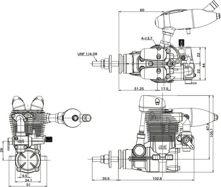 Actual product image O.S. Engines O.S. FS-64V w/F-4050 Silencer