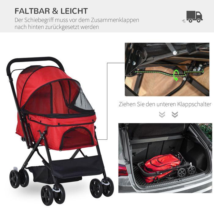 Produktbild Swisshandel24 Hundebuggy Hundewagen Buggy für kleine Hunde und Katzen Haustierwagen Pet Stroller Katzenbuggy Oxfor (Katze, Hund, Faltbar)