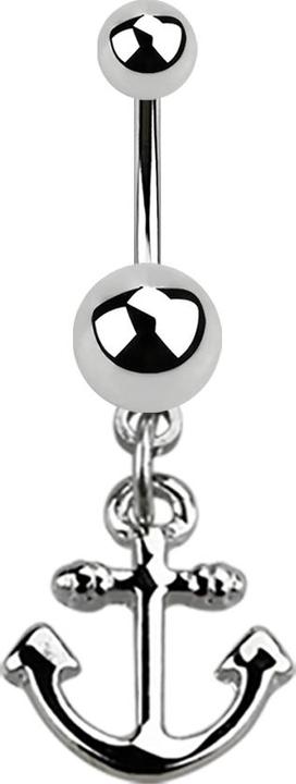 Produktbild Star Piercing Banane silber mit Anhänger Anker (Chirurgenstahl 316L)