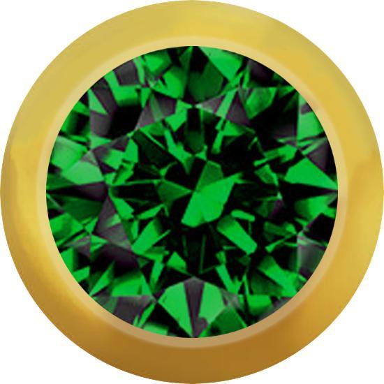 Star Piercing Micro Kugel vergoldet mit Kristall grün (Chirurgenstahl 316L)