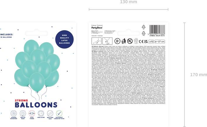 Immagine prodotto Partydeco Palloncini Strong 27cm, Verde menta pastello (1 conf. / 10 pz.)