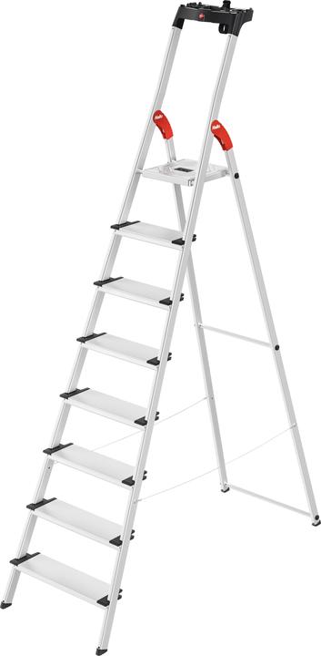 Hailo L80 ComfortLine, aluminium safety stepladder, 8 steps (Stepladder, 233 cm)