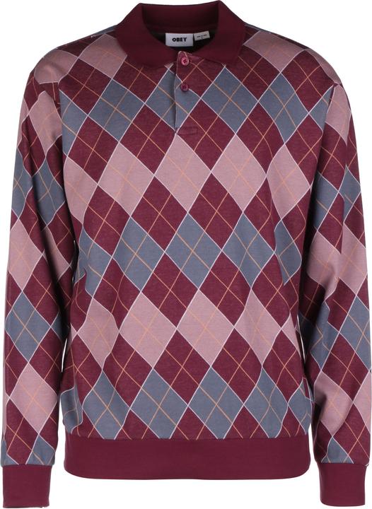 Actual product image Obey Long Sleeve Polo Argylie Jacquard - 106493 (M)