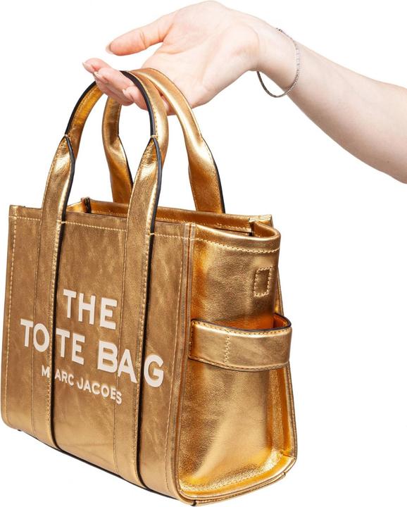 Actual product image Marc Jacobs the small tote in laminated leather color gold