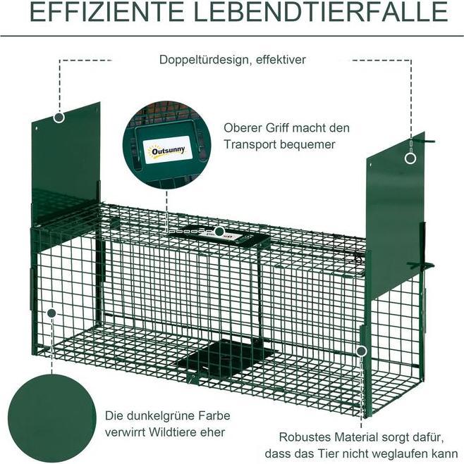 Produktbild Swisshandel24 Marderfalle, Lebendfalle mit Doppeltür, 80x25x30 cm, Stahl, Grün