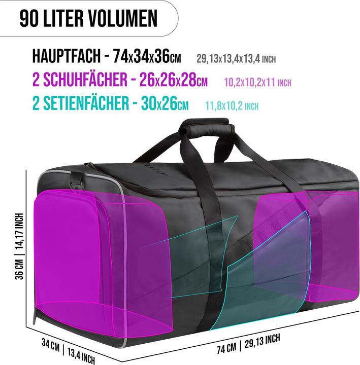 Actual product image Normani Sports bag with backpack function 90 l with hip belt - 9279 (90 l)