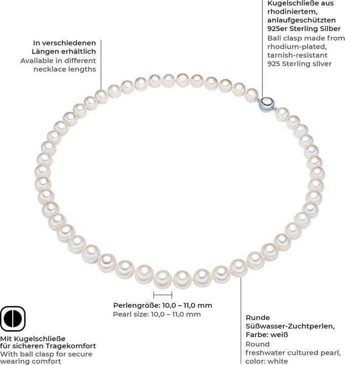 Image du produit Valero Pearls Femmes argent sterling perle d'eau douce de culture blanc - 3830 (Argent Sterling, Soie perlée)