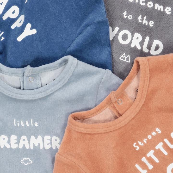 Produktbild La Redoute Collections 4er-Pack Samt-Strampler mit Schriftzug (50)