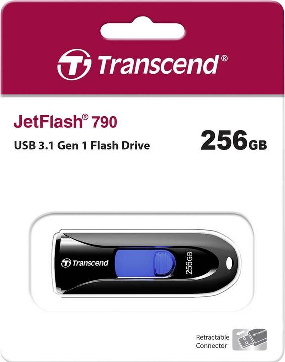 Actual product image Transcend JETFLASH 790 - USB 3.0 flash drive (256 GB, USB 3.2, USB-A)