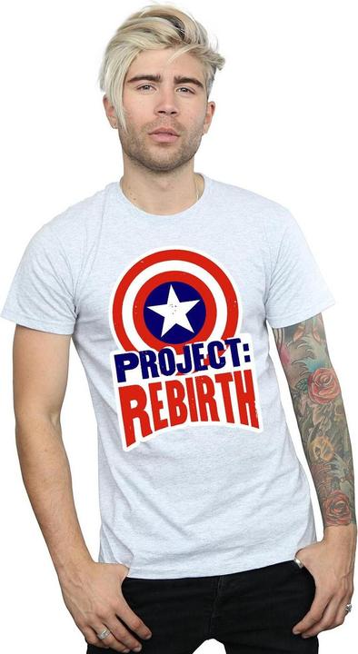 Actual product image Mens Captain America Project Rebirth T-Shirt (XXL)
