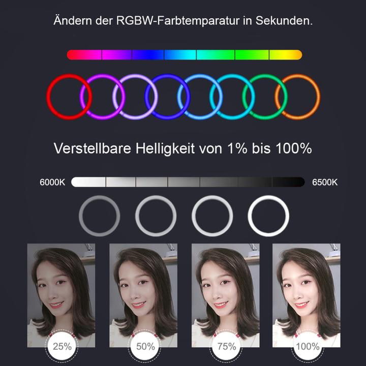 Immagine prodotto Puluz PKT3050EU Luce video selfie RGB 30 cm (Anello di luce)