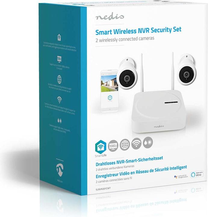 Produktbild Nedis SmartLife Drahtloses Kamerasystem 2X Kamera Full HD mit Nachtsicht, IP65, SLNVR201CWT (1920 x 1080 Pixels)