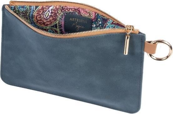Immagine prodotto Artebene MAJOIE borsa per cosmetici blu morbido - Borsa in pelle vegana con moschettone