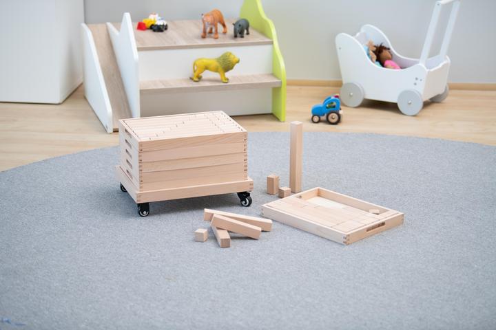 Actual product image Betzold Building block trolley with 6 compartments