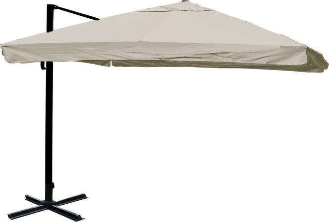 Actual product image Mendler Gastronomy traffic light umbrella, 3,5x3,5m (Ø4,95m) Polyester/Alu 25kg - Flap, cream-grey without (3.50 m)