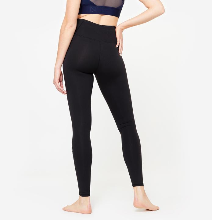 Produktbild Domyos Tanz-Leggings Damen flacher hoher Taillenbund Modern Dance - schwarz (W28/L31)