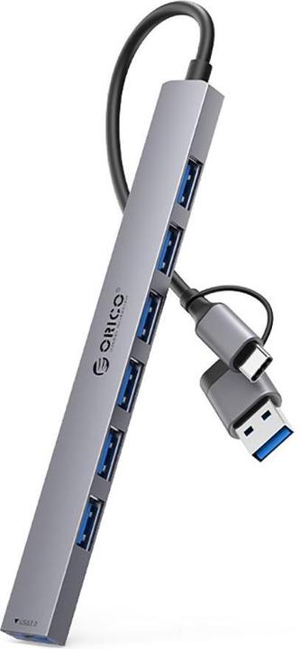 Produktbild Orico Converter YSA2-U3 USB-A/USB-C Hub Docking Station 1x USB-A 3.0 + 6x USB-A 2.0 - Gray (USB-A, 7 Ports)