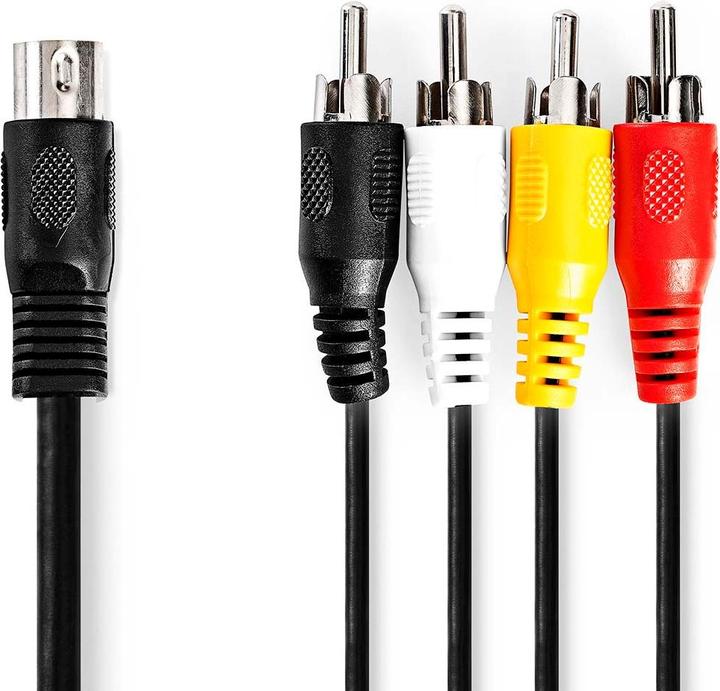 Immagine prodotto Nedis Cavo audio DIN | Spina DIN 5 poli | 4x Spina RCA | Nichelato | 1,00 m | Rotondo | PVC | Nero (1 m)