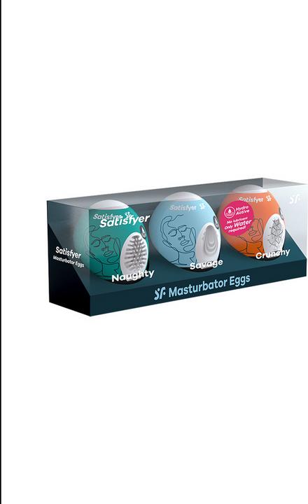 Actual product image Satisfyer Masturbator Egg Set - Naughty, Savage, Crunchy - 3 pcs