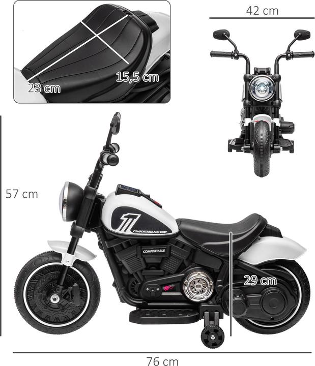Image du produit Homcom Elektromotorrad Kunststoff, Metall Weiss+Schwarz (6 V)