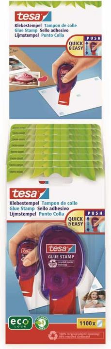Image du produit tesa Tampons adhésifs ecoLogo, pastilles adhésives double face pour coller rapidement le papier, le